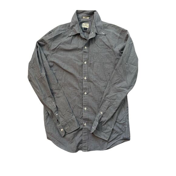 J.Crew Men's‎ Slim 3 Ply 100% Cotton Buttondown Shirt Small Navy Gingham Check - Picture 1 of 3